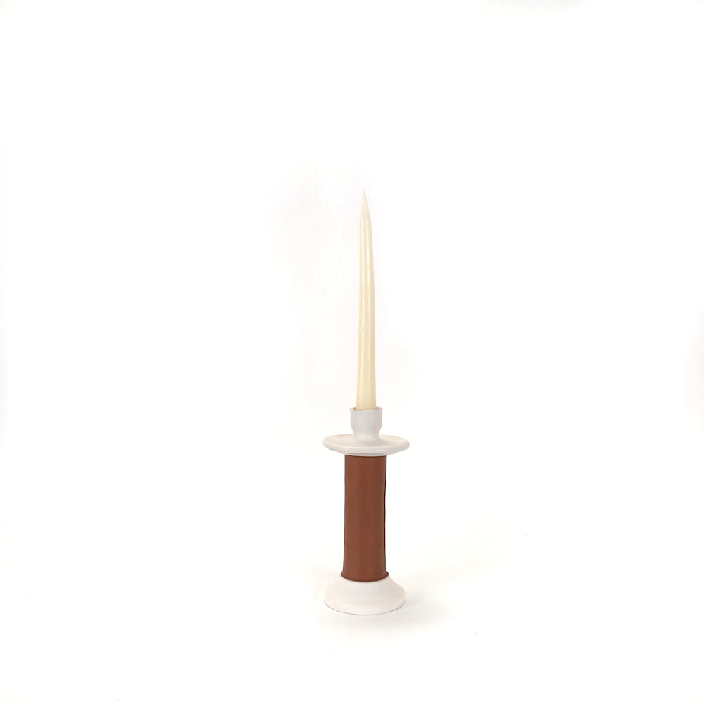 Leather-Wrapped Taper Candle Holder