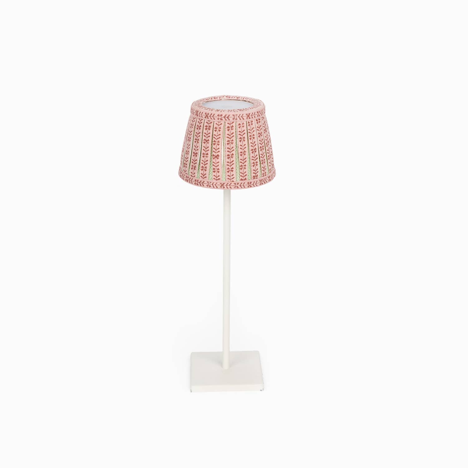 Mint Rose Rhea block-printed cotton Poldina lamp shade cover by Kevin Francis Design