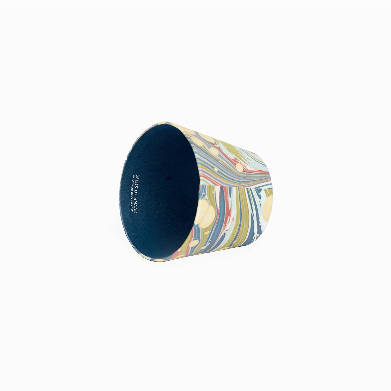 Ocean Fire Whirl hand-marbled paper Poldina lamp shade cover by Kevin Francis Design