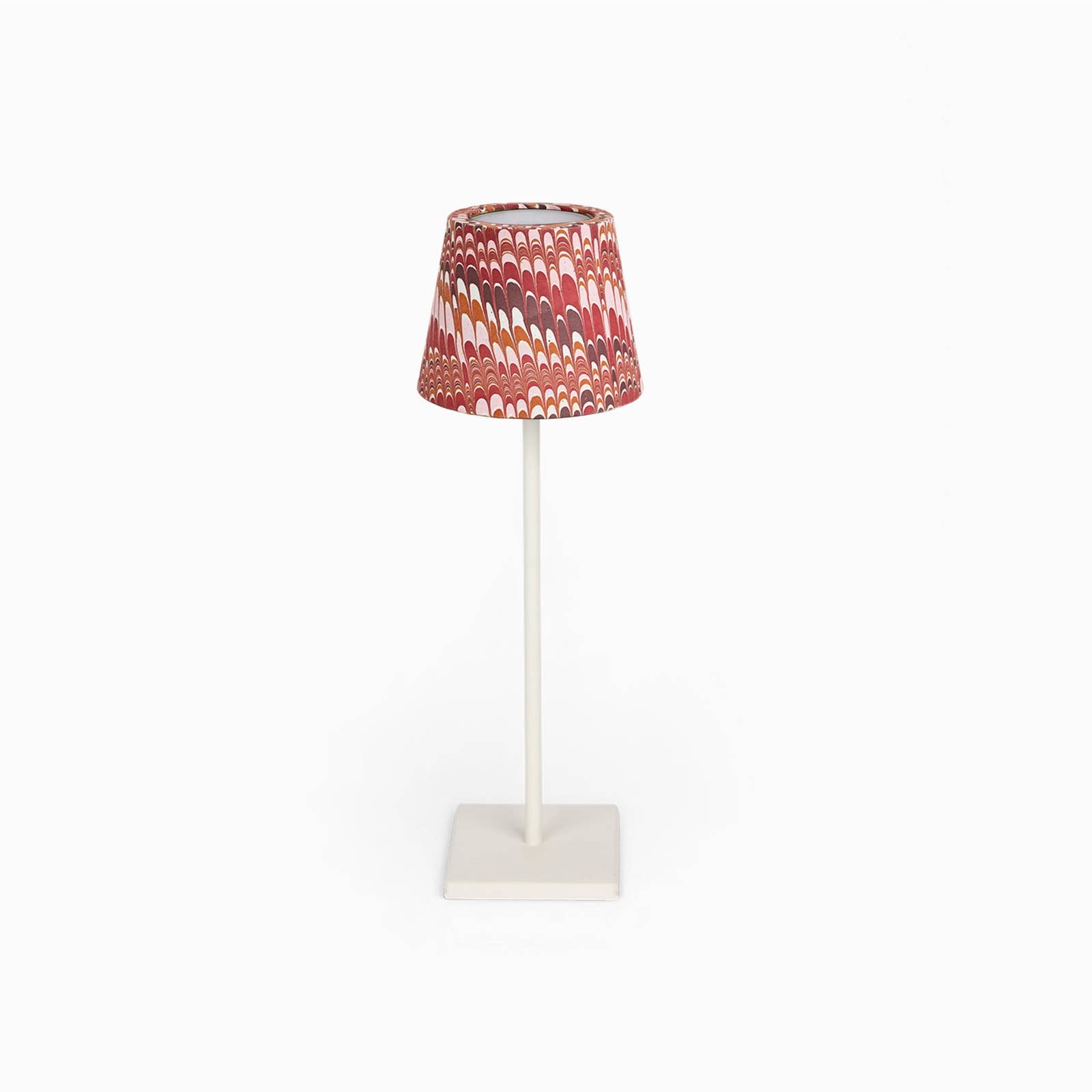 Red Mountain hand-marbled paper Poldina lamp shade cover by Kevin Francis Design