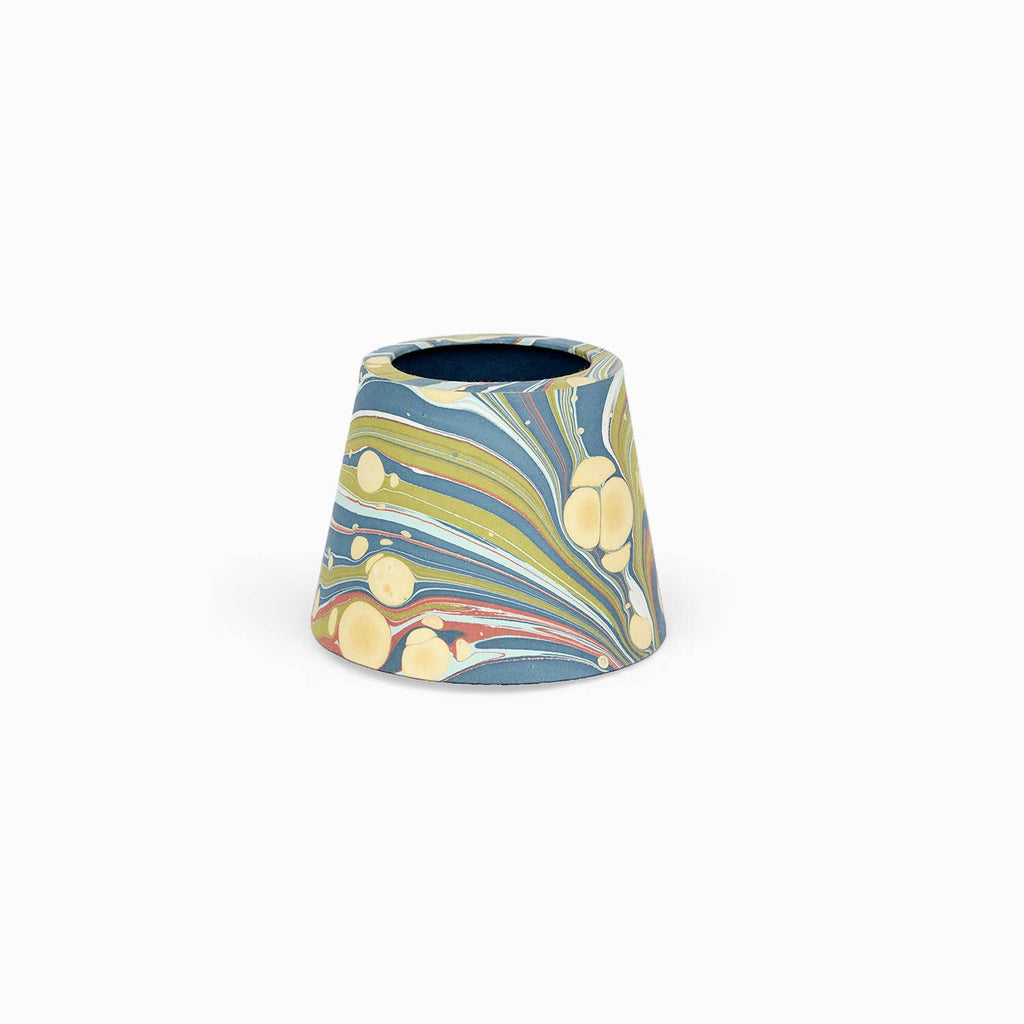 Ocean Fire Whirl hand-marbled paper Poldina lamp shade cover by Kevin Francis Design