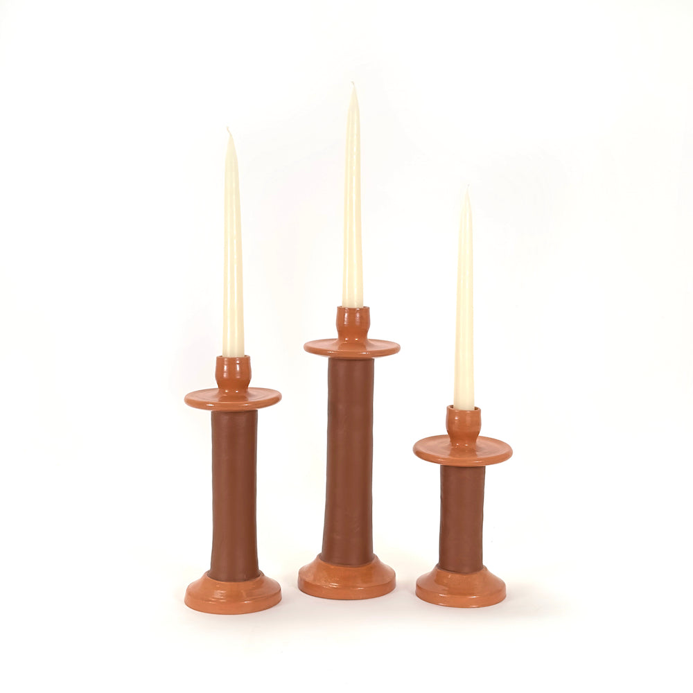 Leather-Wrapped Taper Candle Holder