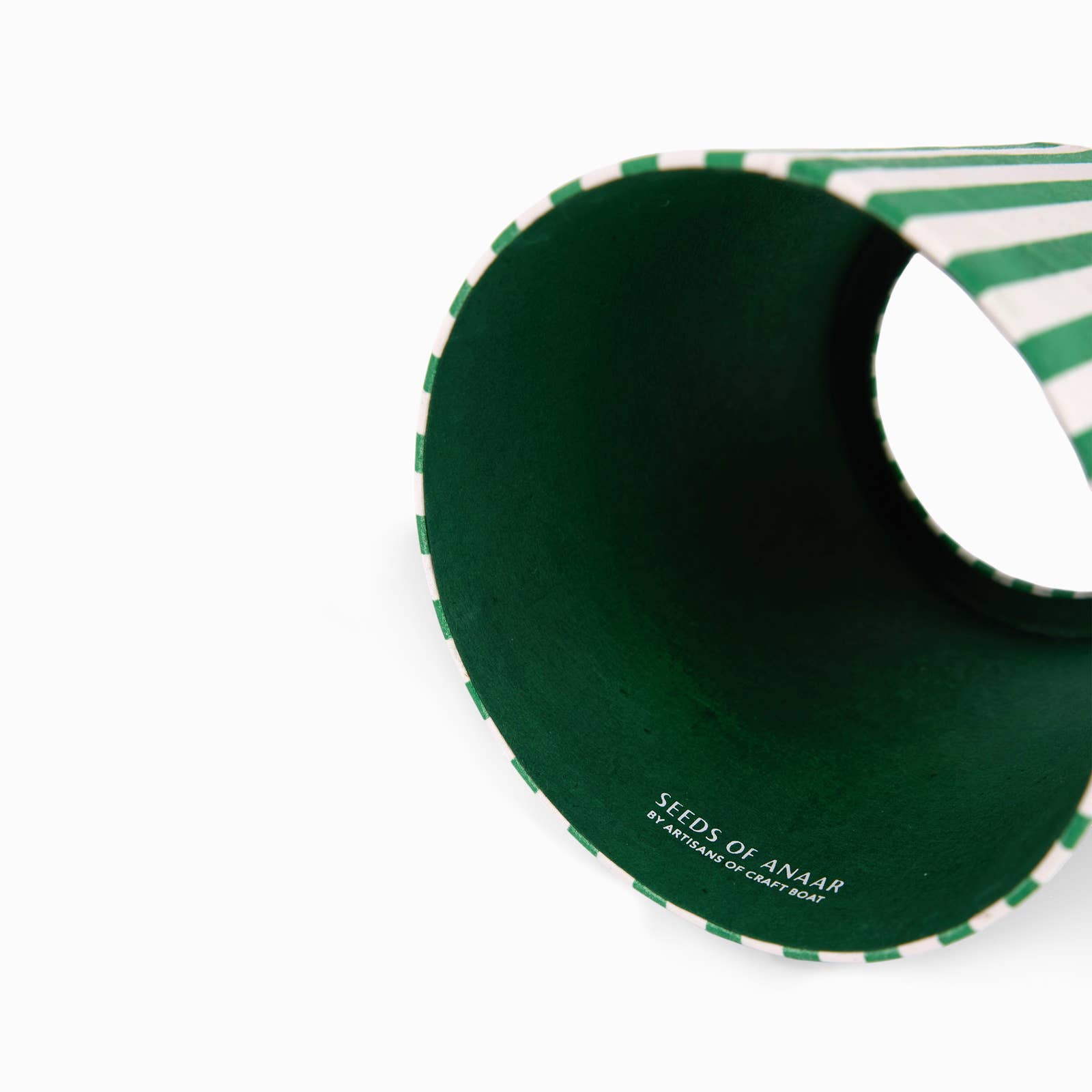 Celadon Green Bengal Stripe block-printed paper Poldina lamp shade cover by Kevin Francis Design