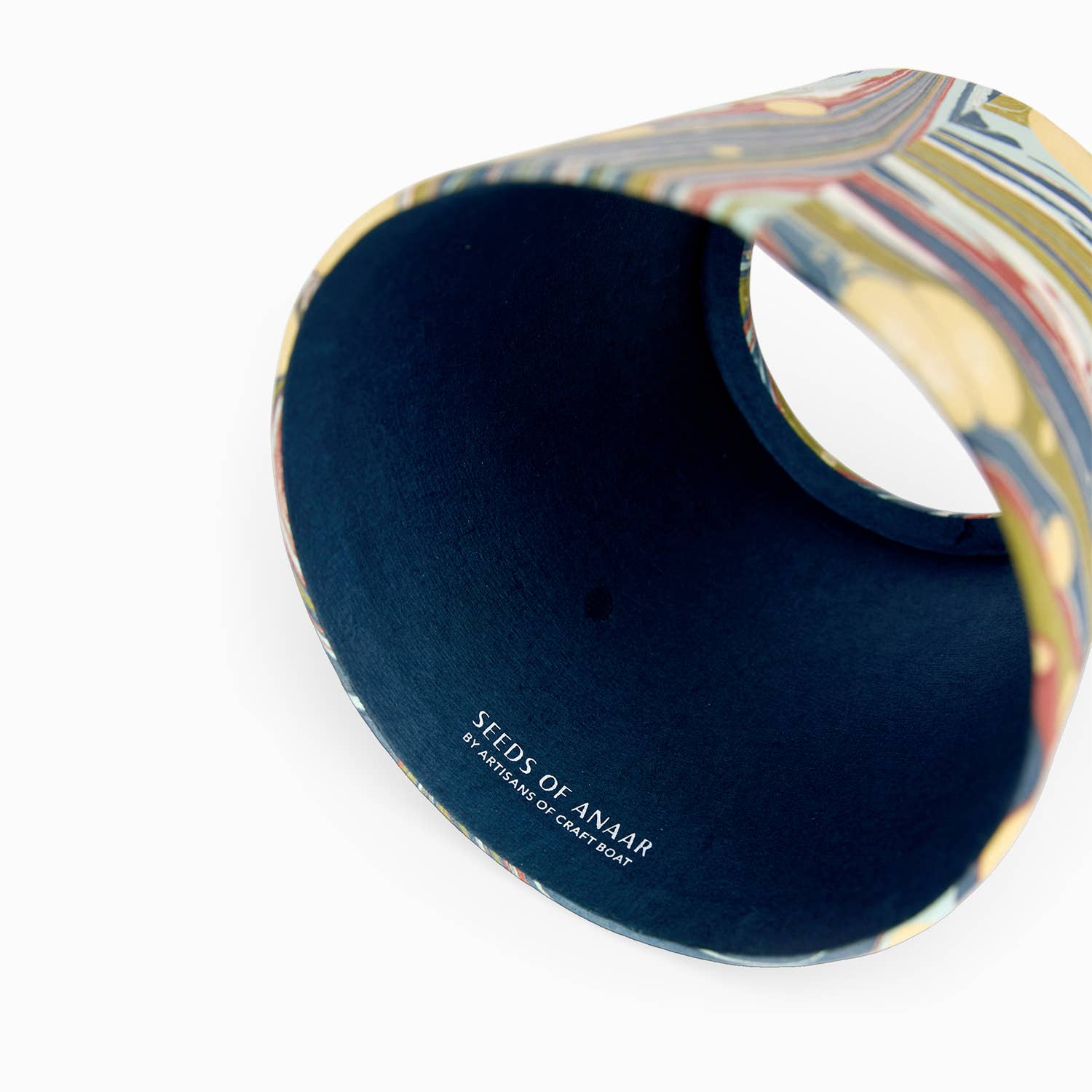 Ocean Fire Whirl hand-marbled paper Poldina lamp shade cover by Kevin Francis Design