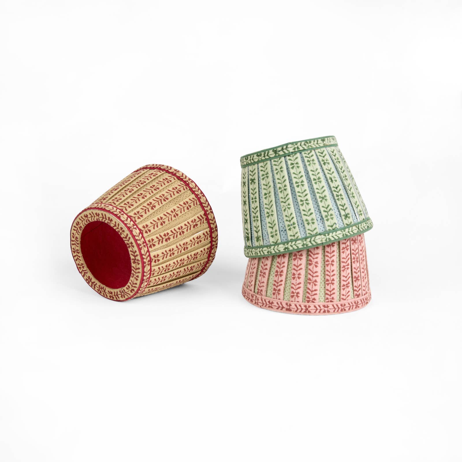 Mint Rose Rhea block-printed cotton Poldina lamp shade cover by Kevin Francis Design
