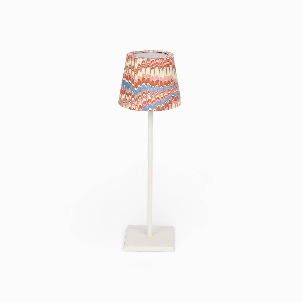 Twilight Mountain hand-marbled paper Poldina lamp shade cover by Kevin Francis Design
