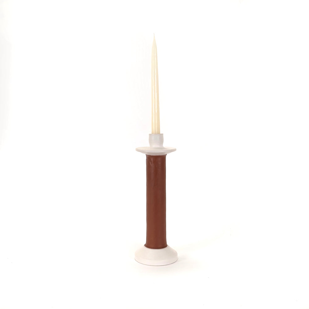 Leather-Wrapped Taper Candle Holder