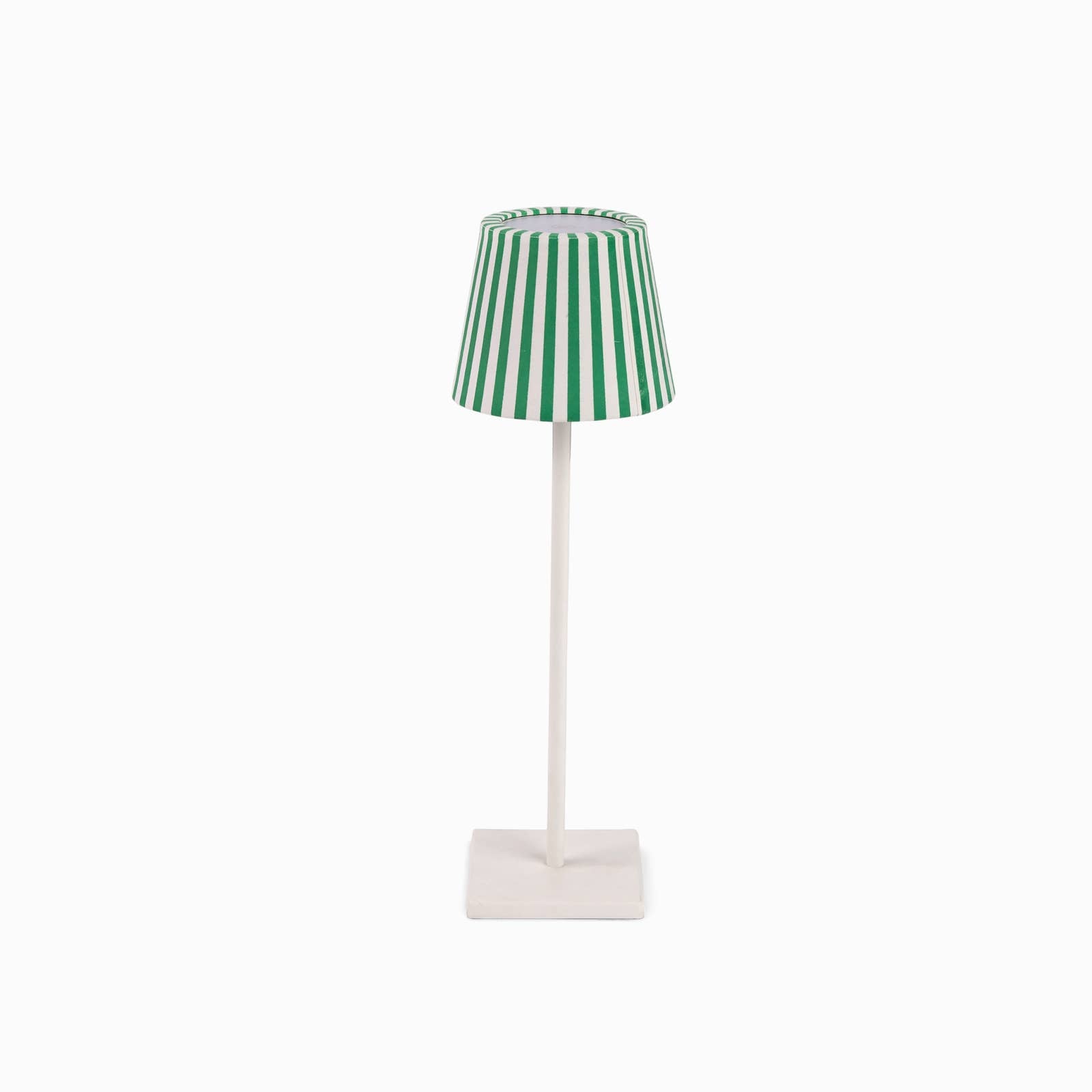Celadon Green Bengal Stripe block-printed paper Poldina lamp shade cover by Kevin Francis Design