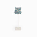 Blue Ochre Mountain hand-marbled paper Poldina lamp shade cover by Kevin Francis Design