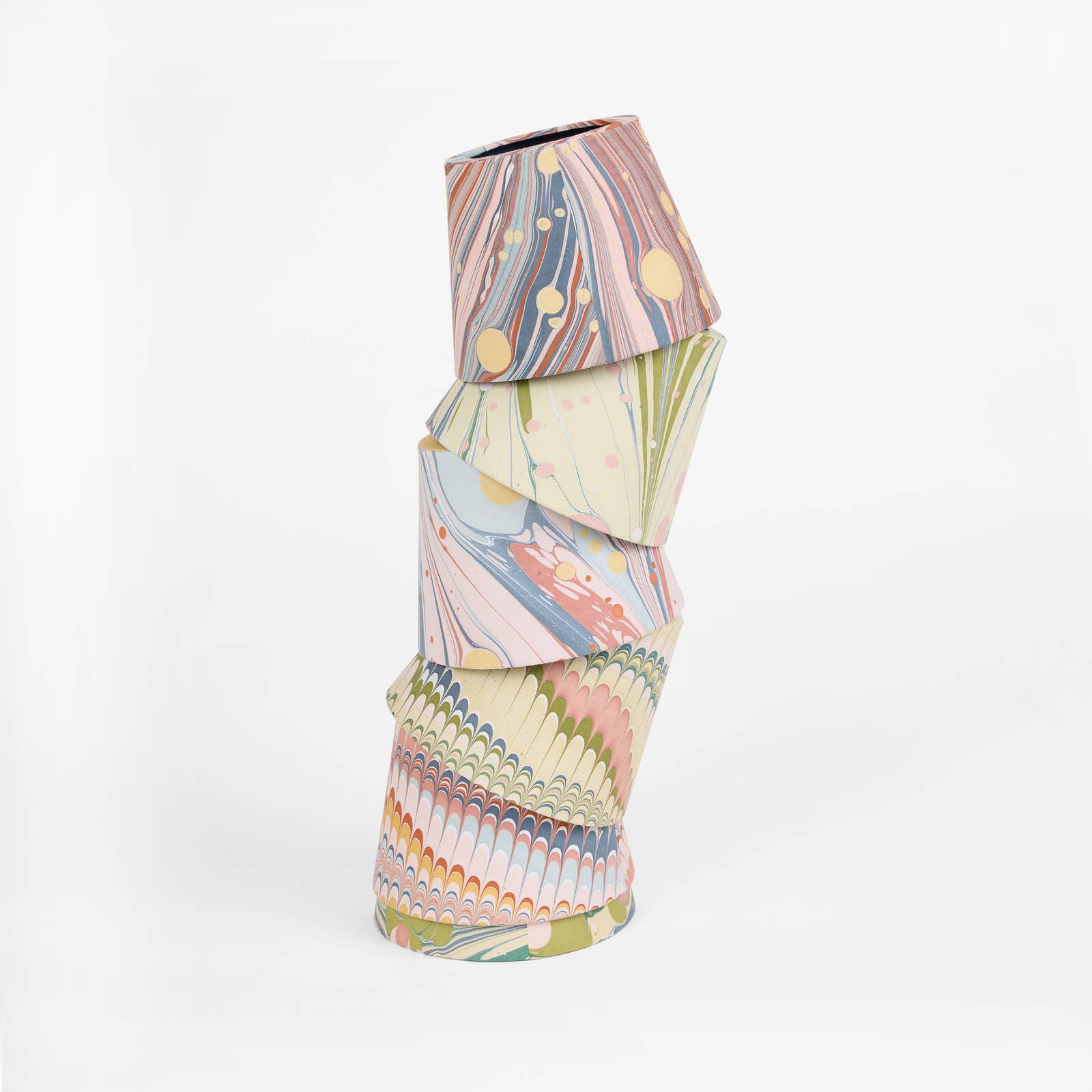 Twilight Pebble hand-marbled paper Poldina lamp shade cover by Kevin Francis Design