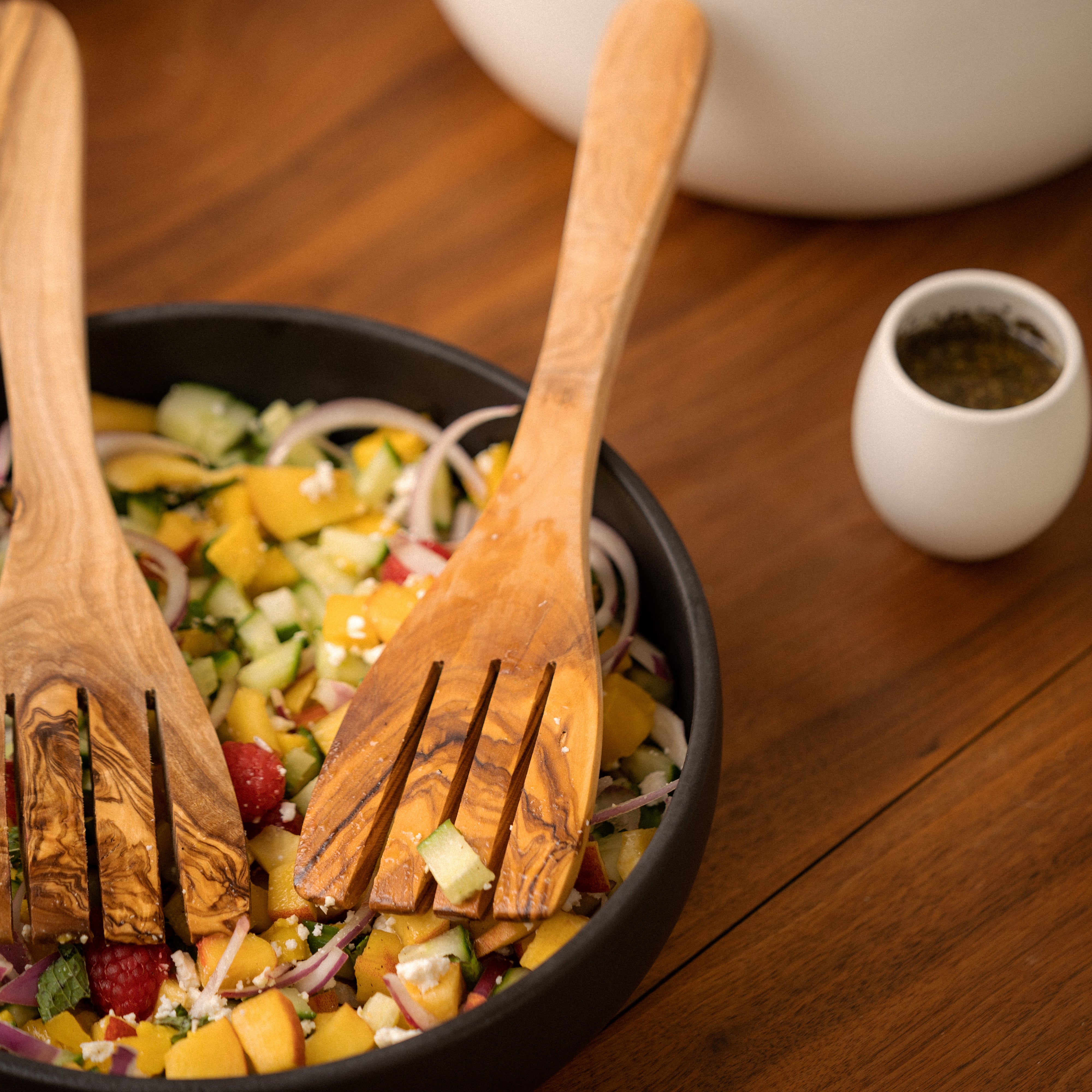 Pair of Olive Wood Serving Spatula Forks