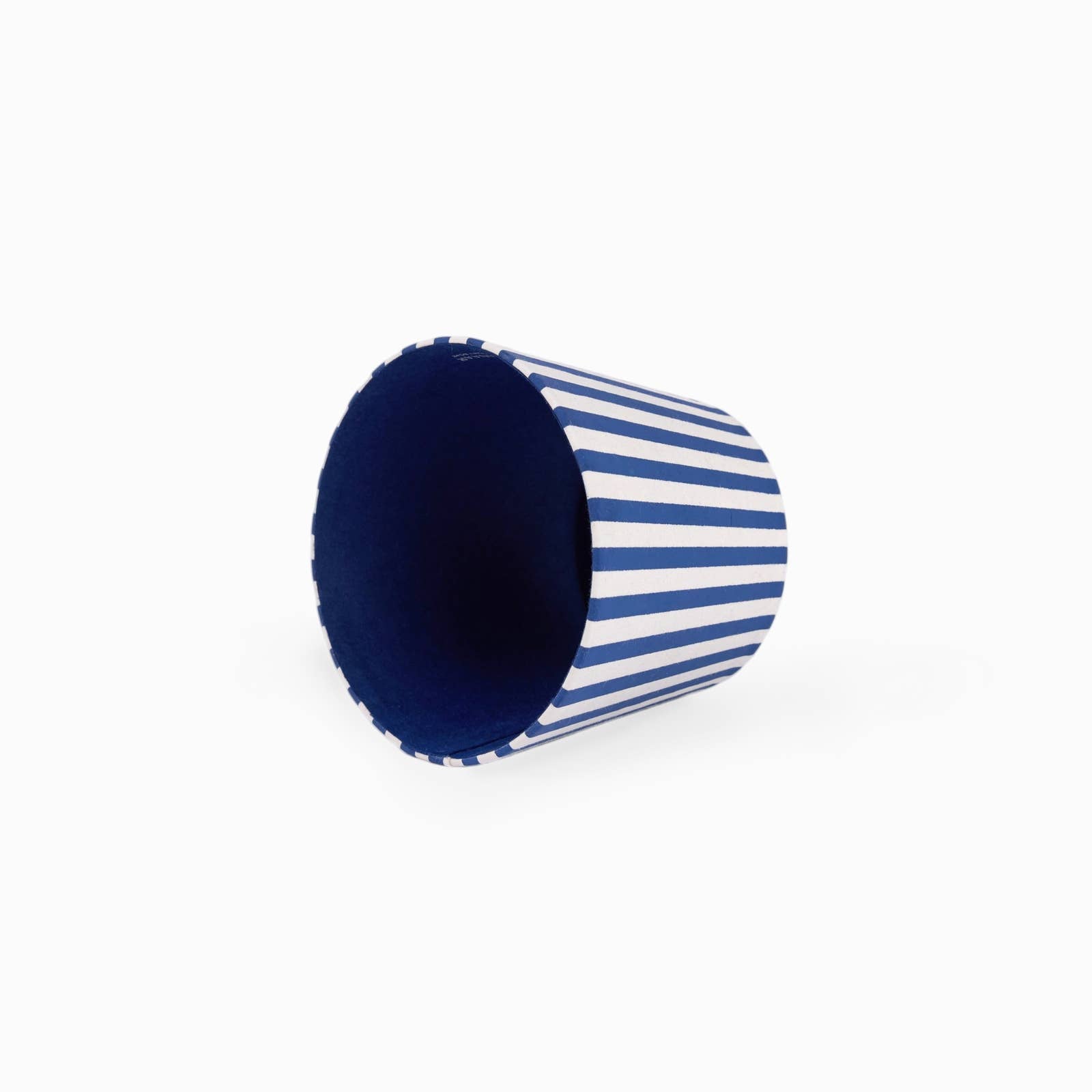 Harbor Blue Bengal Stripe block-printed paper Poldina lamp shade cover by Kevin Francis Design