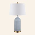 27-inch Adelaide blue glazed ceramic table lamp by Kevin Francis Design with a classic, elegant design for living room or bedside.