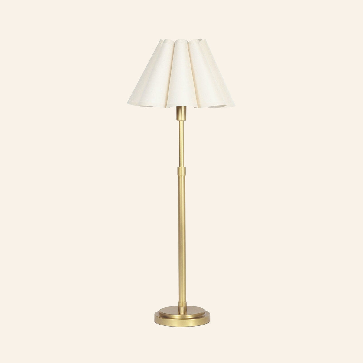 27 inch Arabella natural brass buffet lamp with cream scalloped shade
