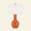 28-inch Augusta orange ceramic table lamp by Kevin Francis Design with a single gourd shape and modern decor style.