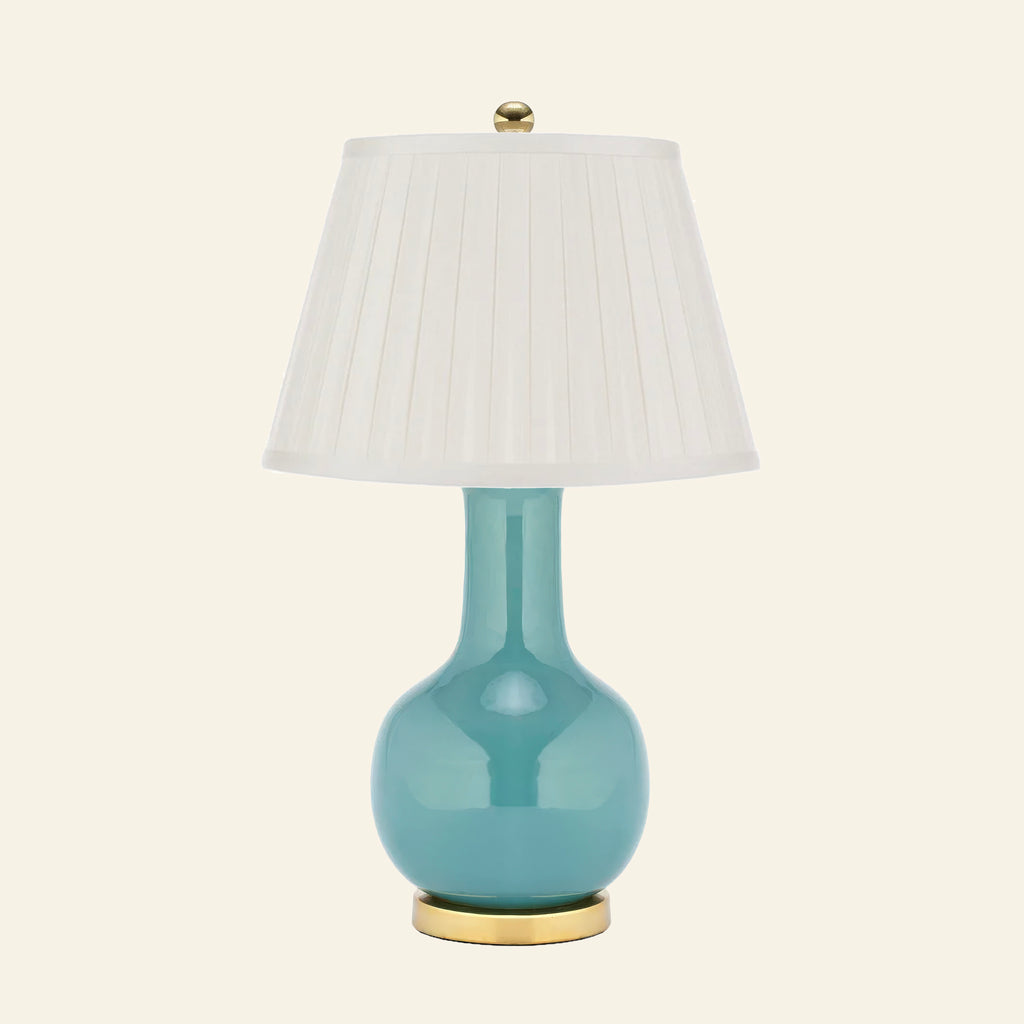 28" Augusta Teal Blue Single Gourd Ceramic Table Lamp by Kevin Francis Design | Luxury Area Rugs & Home Decor