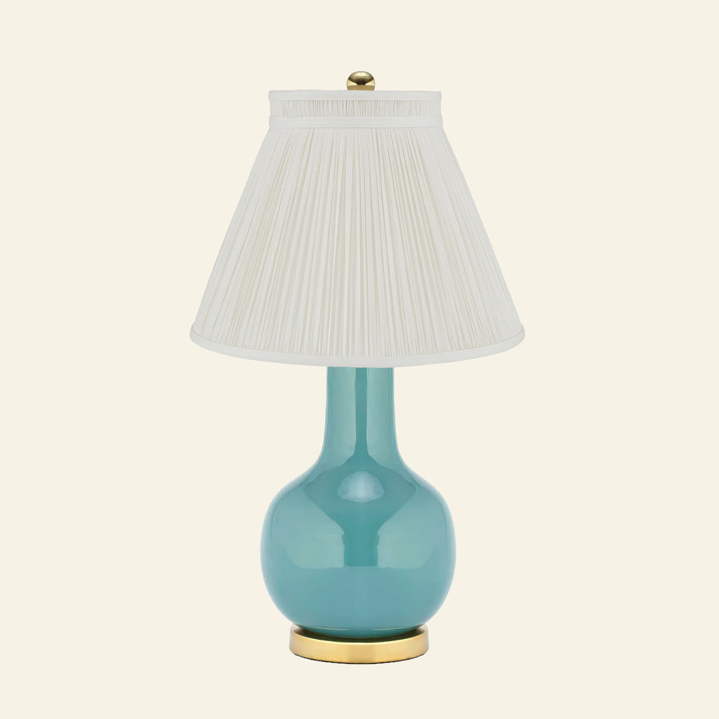 28" Augusta Teal Blue Single Gourd Ceramic Table Lamp by Kevin Francis Design | Luxury Area Rugs & Home Decor