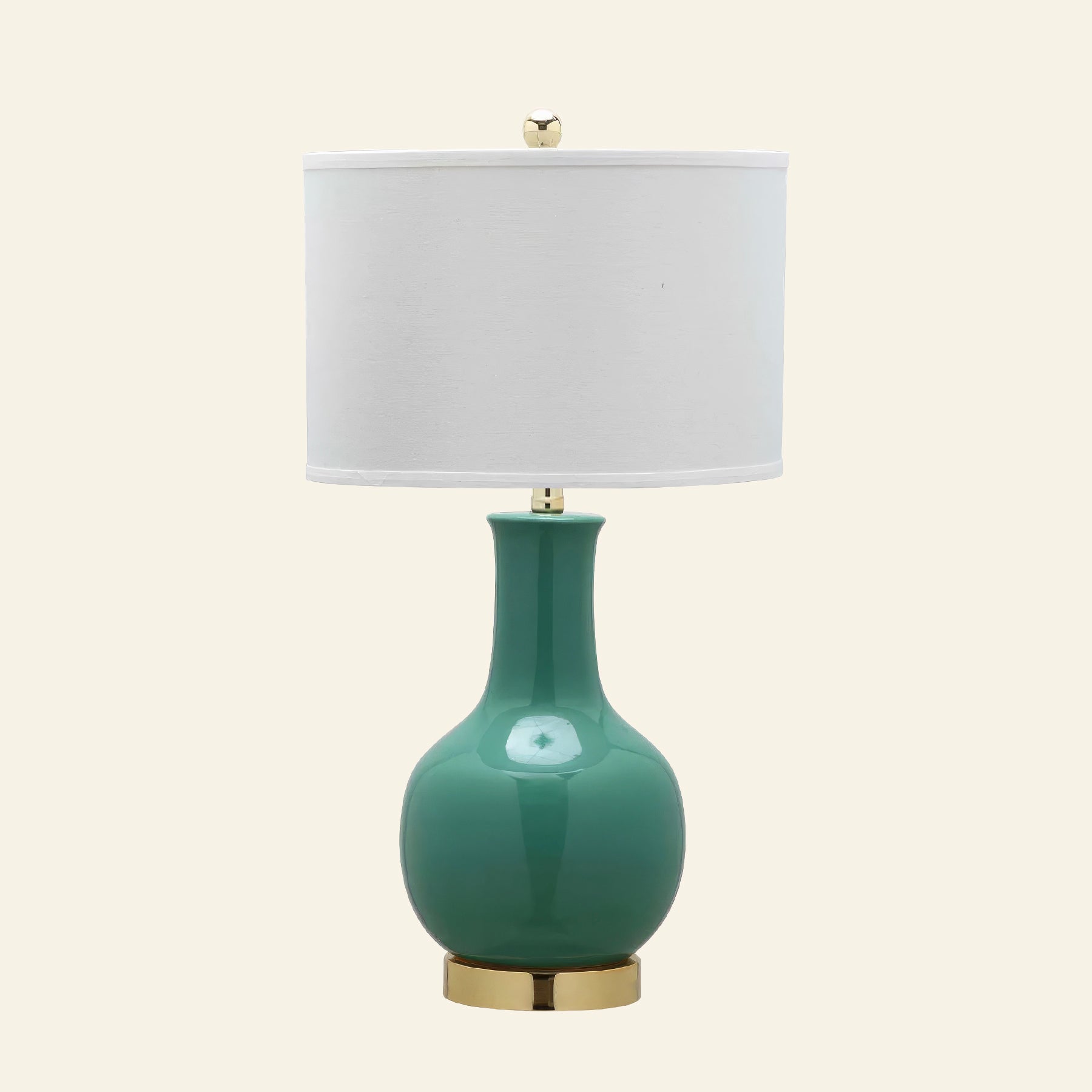 28" Augusta Forest Green Single Gourd Ceramic Table Lamp by Kevin Francis Design | Luxury Area Rugs & Home Decor