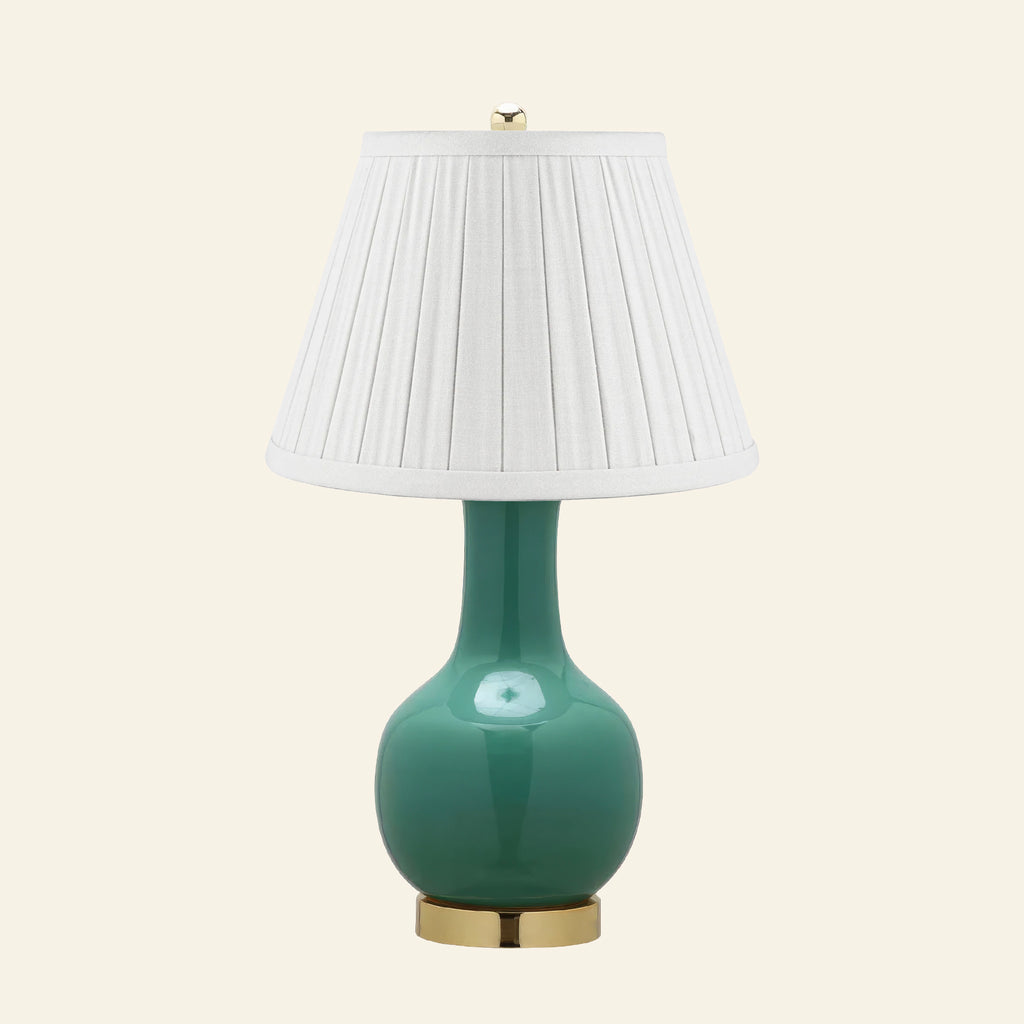 28" Augusta Forest Green Single Gourd Ceramic Table Lamp by Kevin Francis Design | Luxury Area Rugs & Home Decor