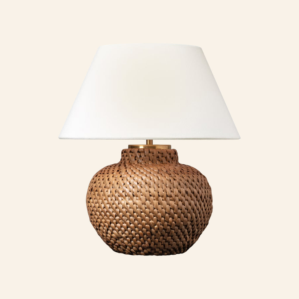12" Winslow Wicker Cordless Mini Lamp With Rechargeable Bulb