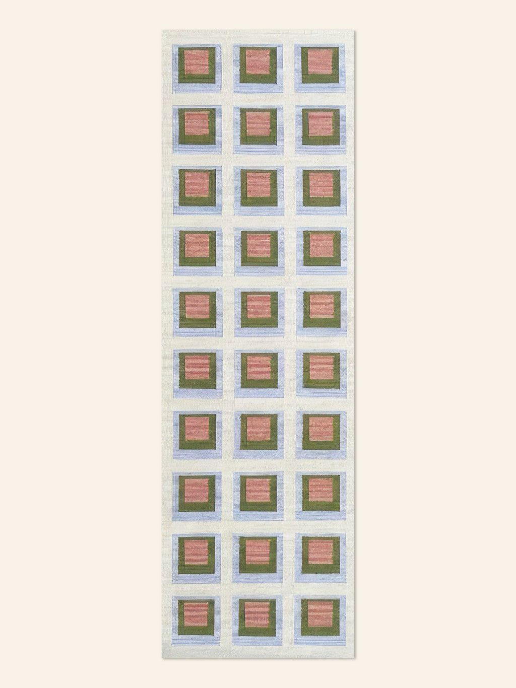 Blue, Pink & Green Palm Springs Color Study Handwoven Wool Flatweave Runner Rug by Kevin Francis Design