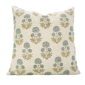 The Collier block print pillow cover in blue, 100% linen