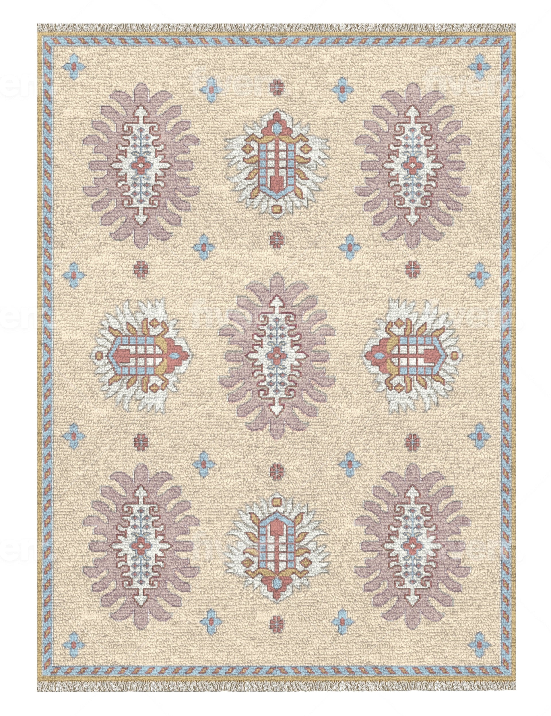 Cairene hand-knotted wool area rug in blue and ivory from Kevin Francis Design Iconium Collection