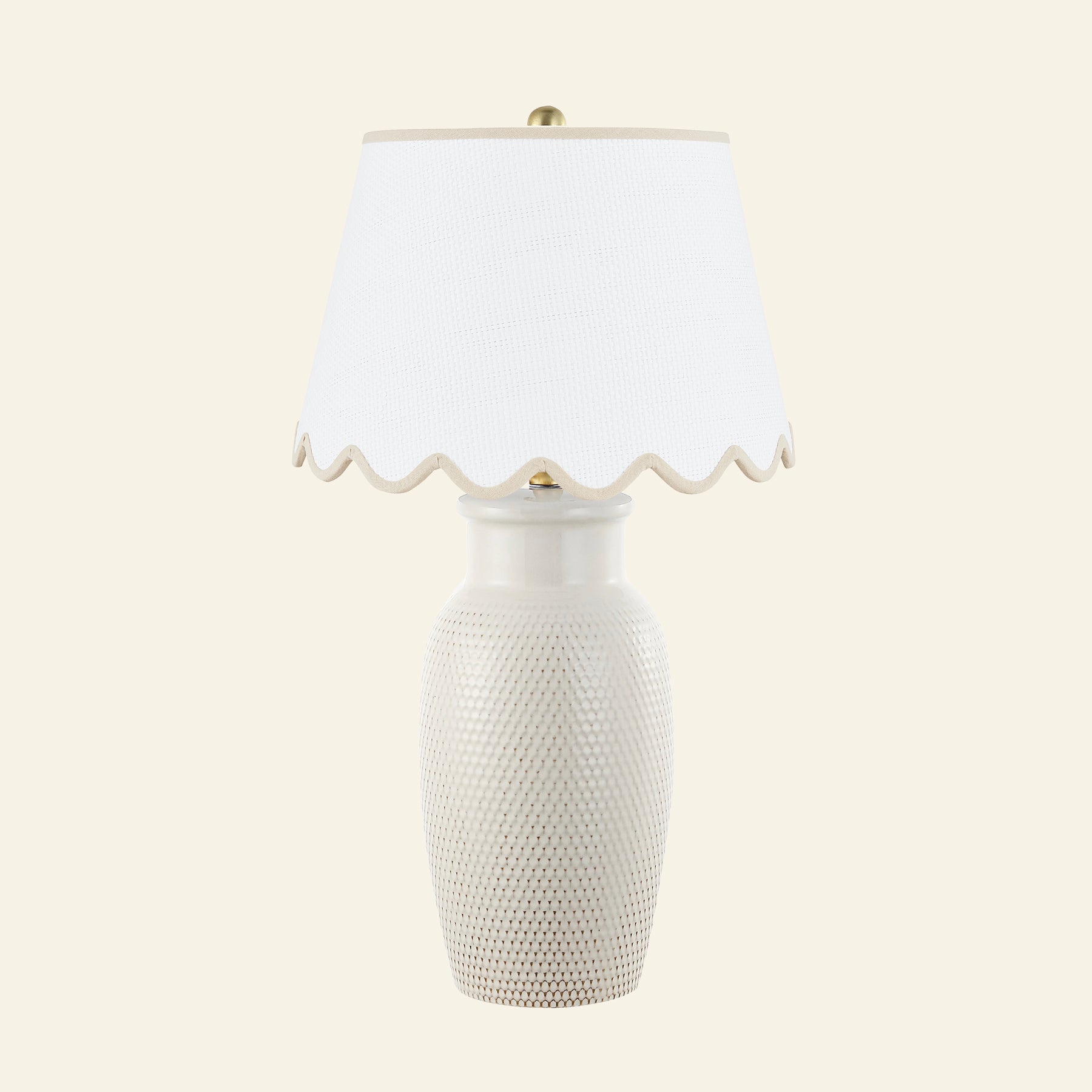 28" Camilla Textured Cream Ceramic Table Lamp by Kevin Francis Design | Luxury Area Rugs & Home Decor
