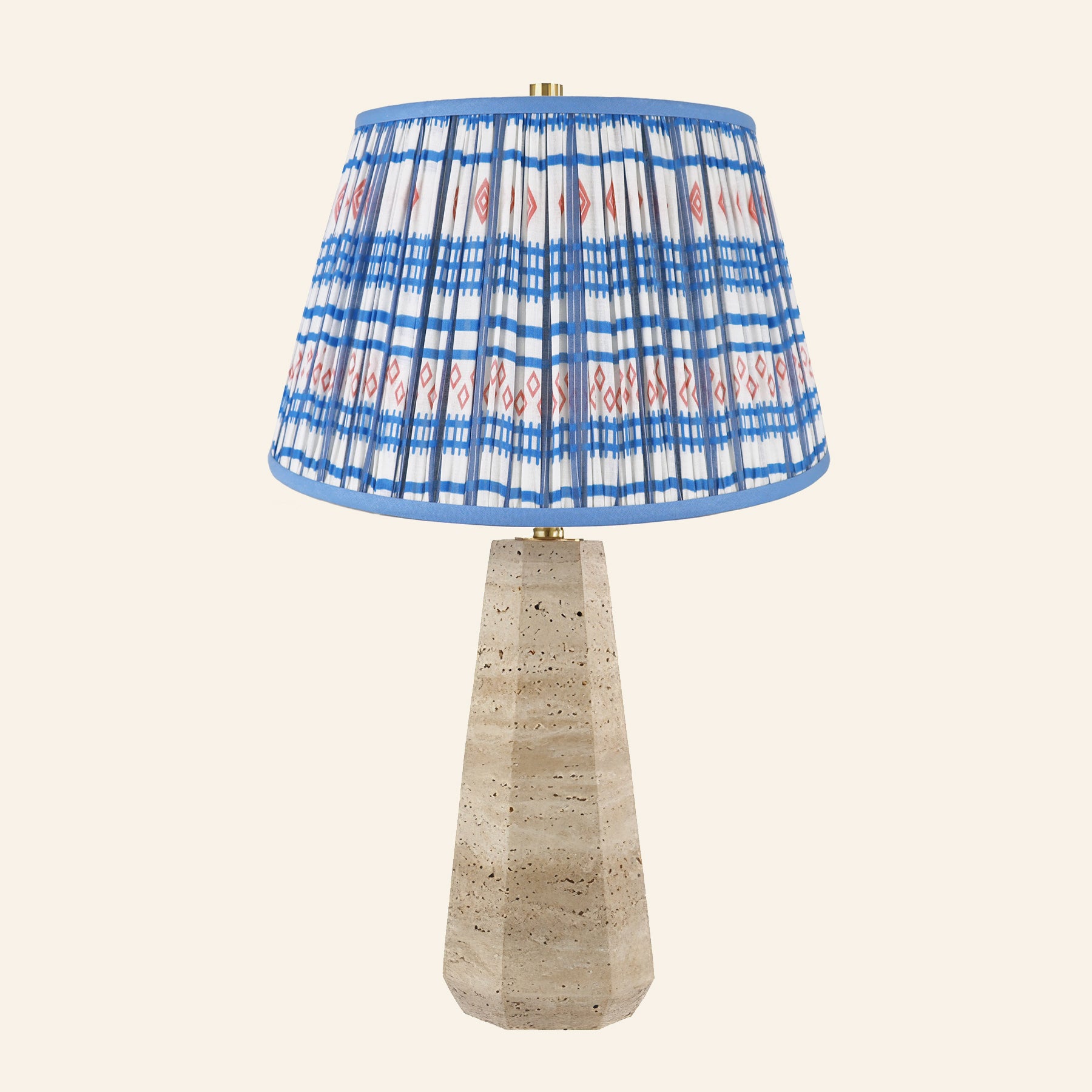 24” Caroline Travertine Stone Table Lamp | Luxury Lamps & Pleated