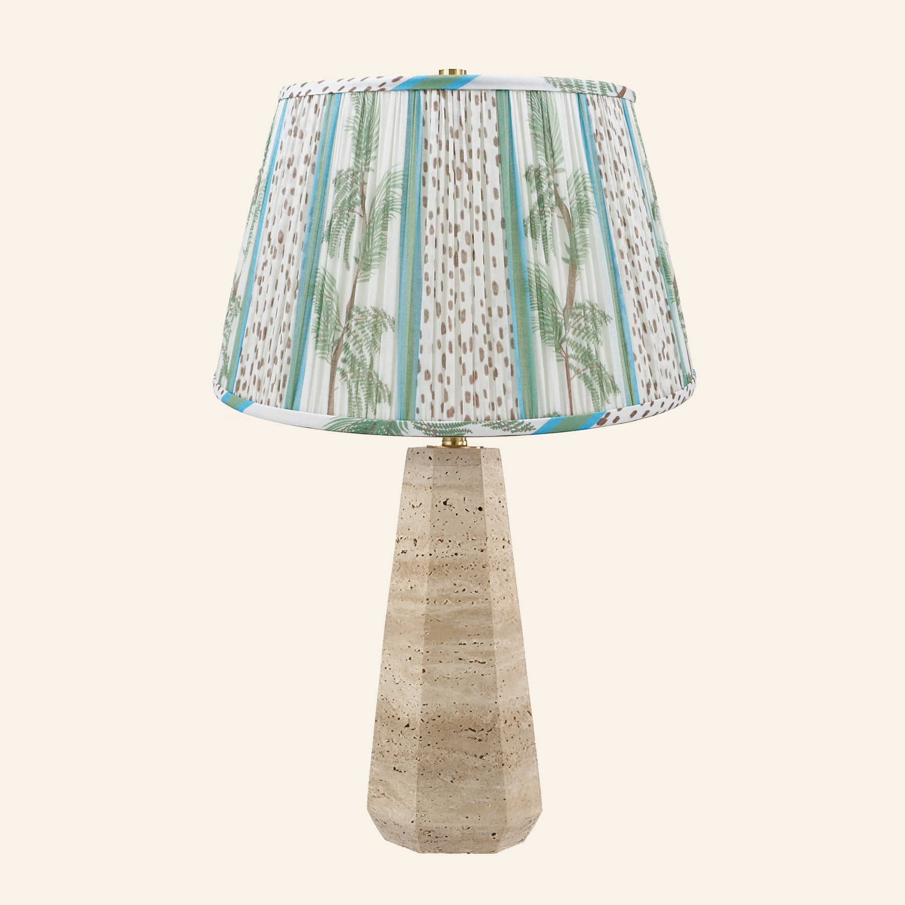 24” Caroline Travertine Stone Table Lamp | Luxury Lamps & Pleated