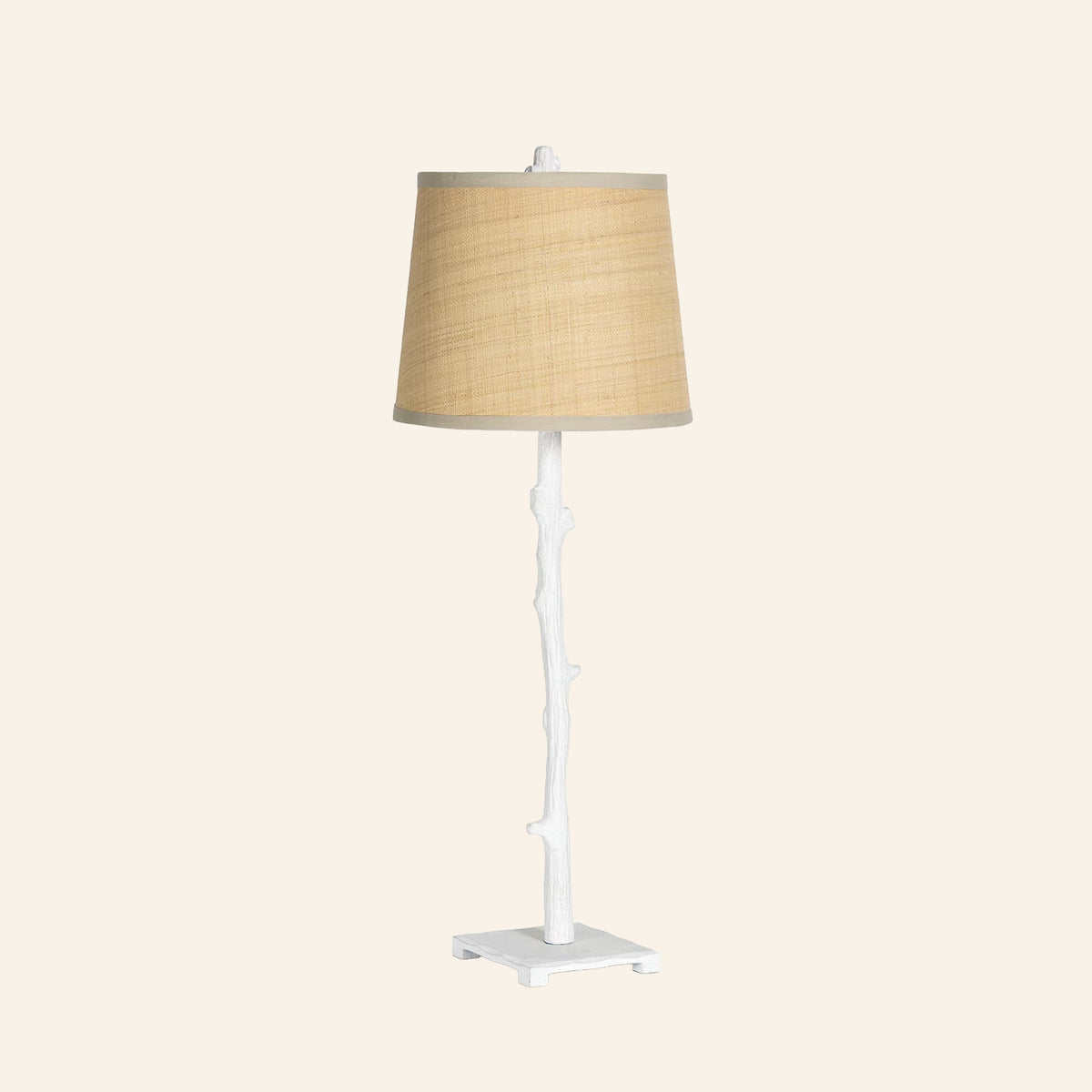 30 inch Charlotte whitewashed faux bois buffet lamp with rattan shade
