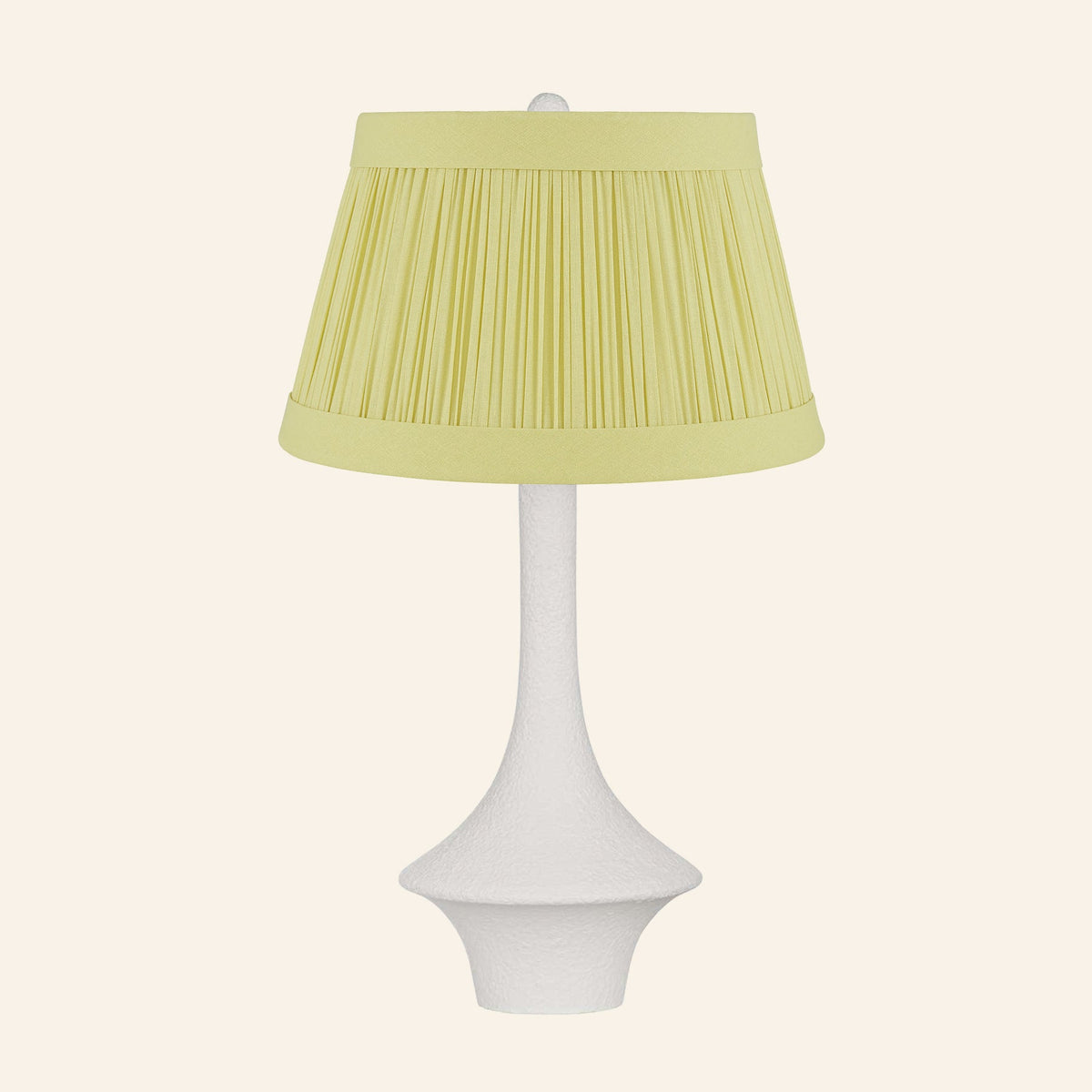 Constance matte white flared table lamp with a Hill Citron linen pleated shade.