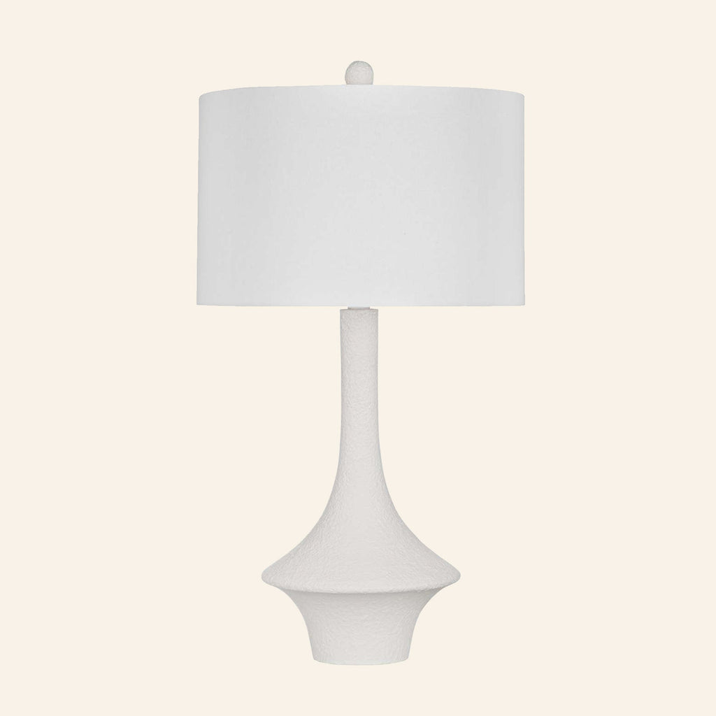 Constance matte white flared table lamp with a standard white hardback shade.