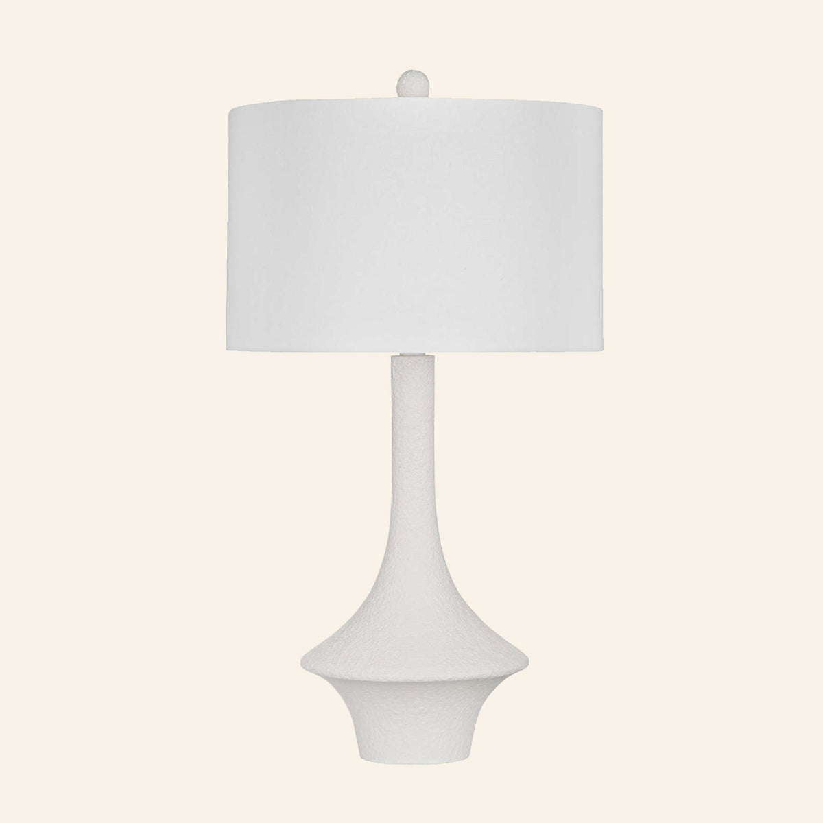 Constance matte white flared table lamp with a standard white hardback shade.