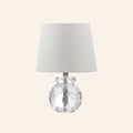 Kevin Francis Design 12-inch Daphne faceted crystal mini table lamp with a sleek, modern design and clear crystal finish.