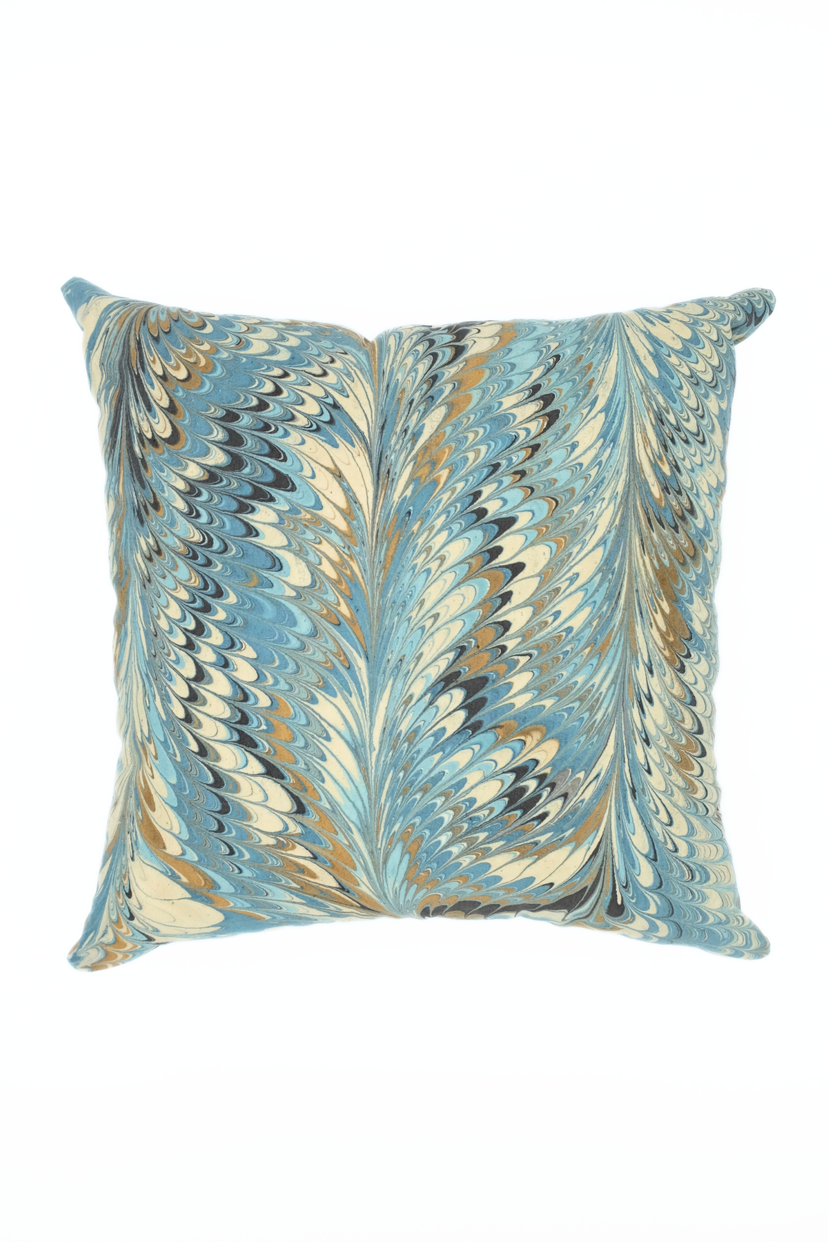 Indigo hand marbled pillow cover, 18x18 square, 100% cotton