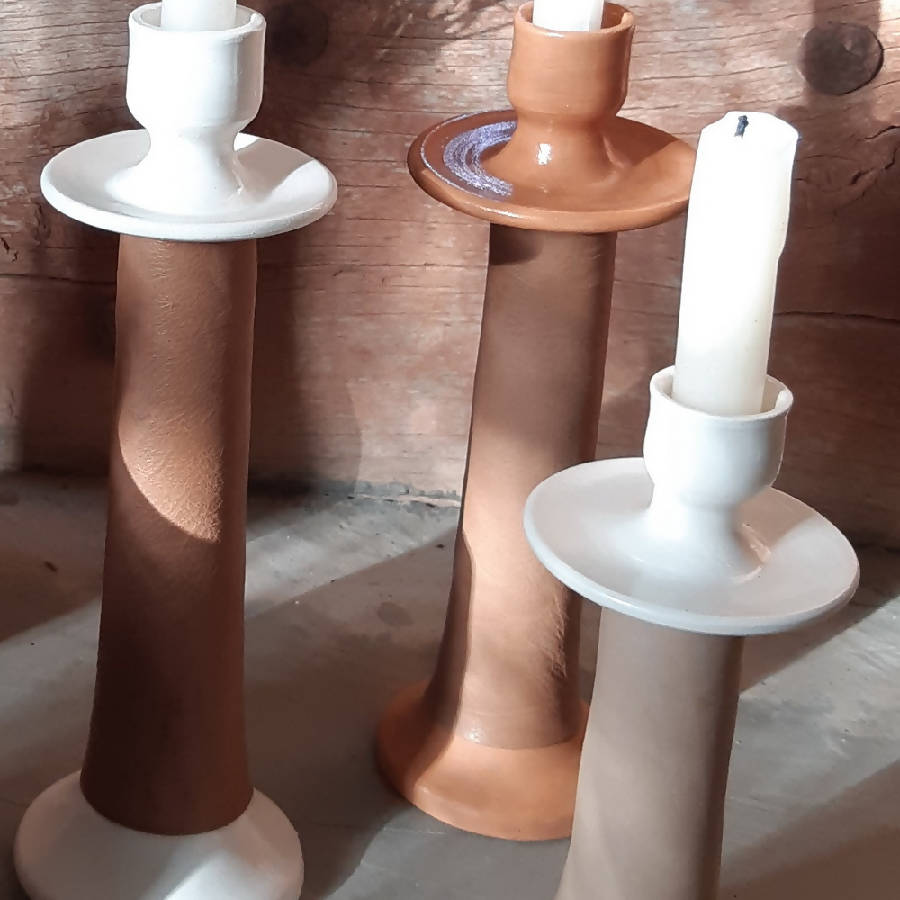 Leather-Wrapped Taper Candle Holder