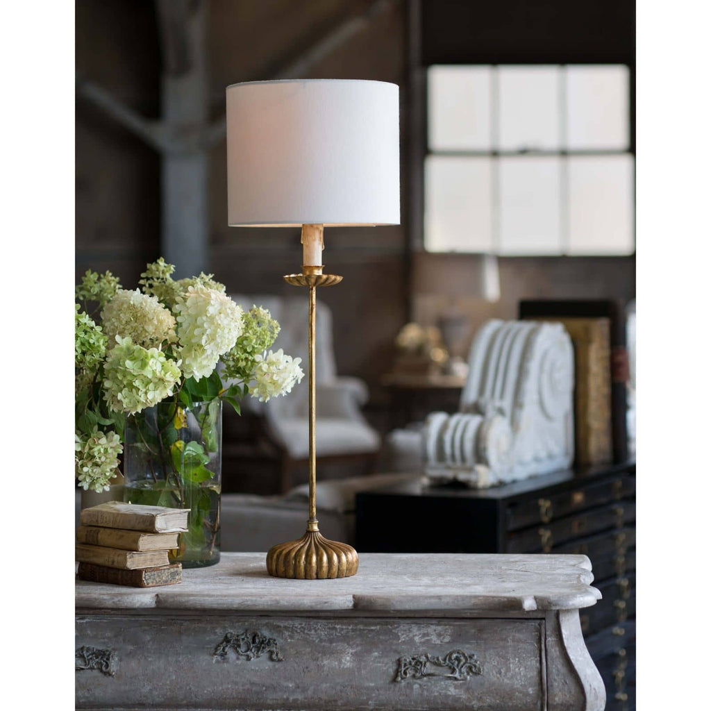 Detail of the Josephine antiqued gold leaf cast iron stem