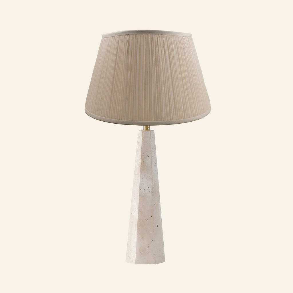 26" Juliana Travertine Pillar Stone Table Lamp by Kevin Francis Design | Luxury Area Rugs & Home Decor