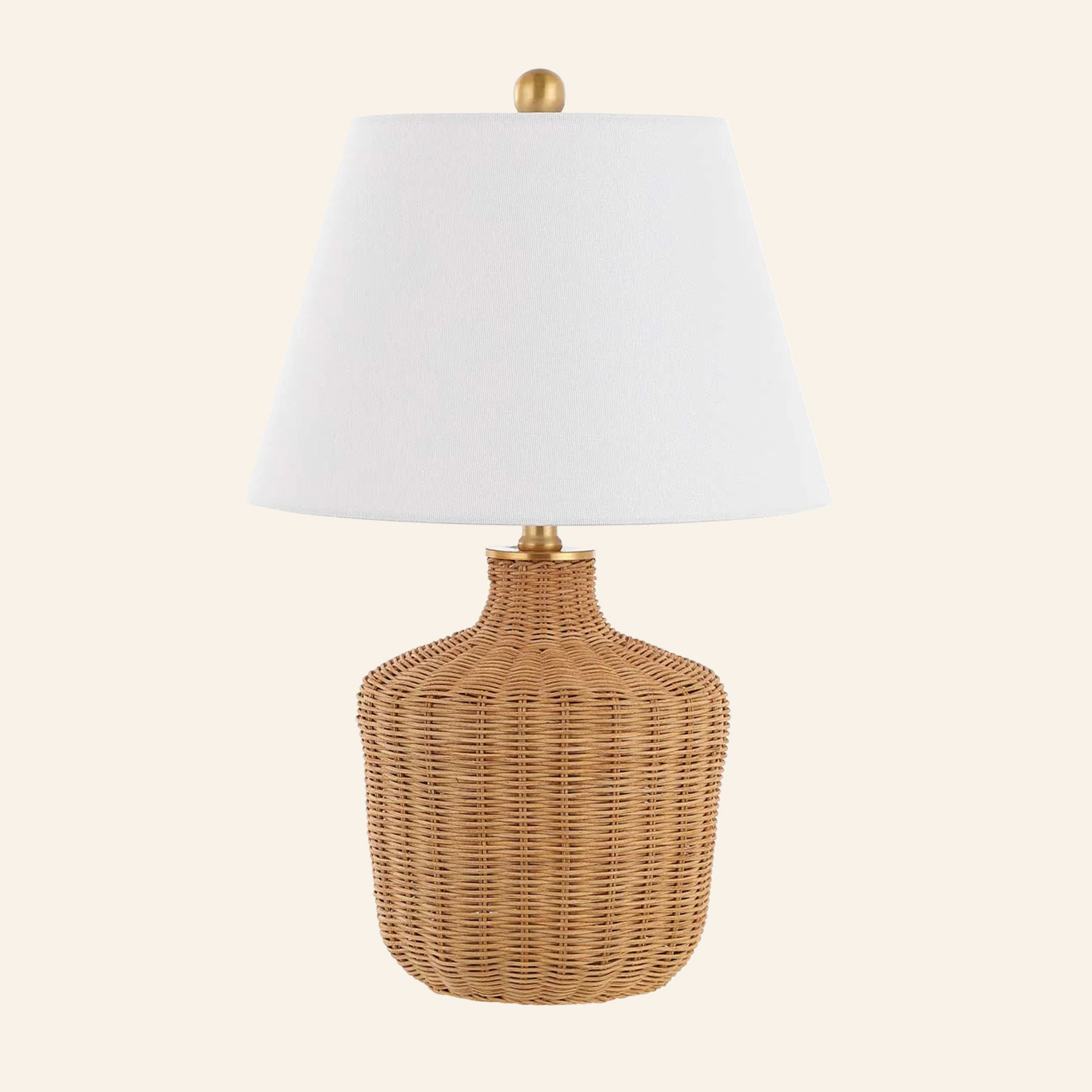 22" Lillian Woven Rattan Wicker Table Lamp by Kevin Francis Design | Luxury Area Rugs & Home Decor