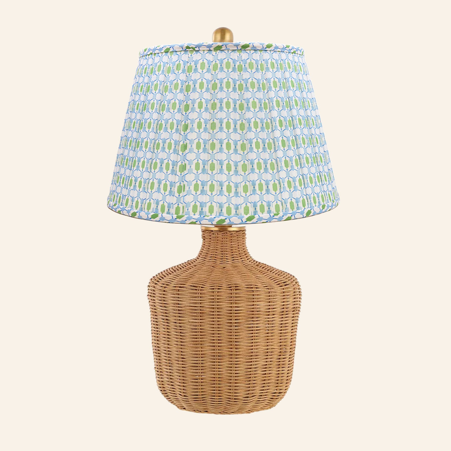 22" Lillian Woven Rattan Wicker Table Lamp by Kevin Francis Design | Luxury Area Rugs & Home Decor