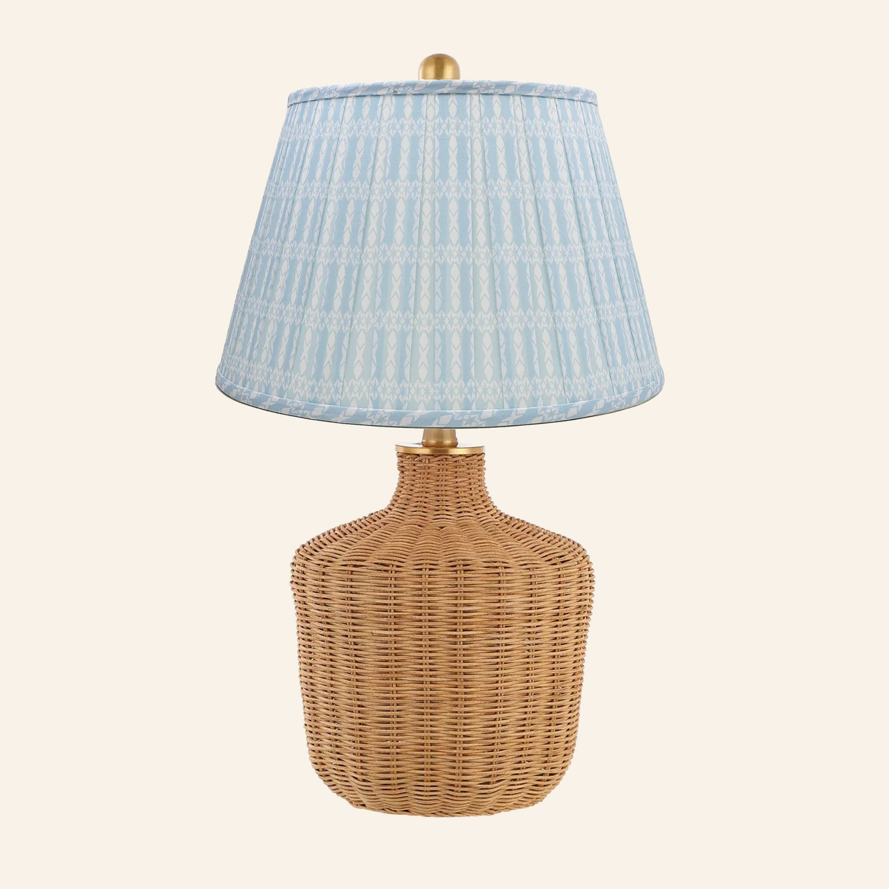 22" Lillian Woven Rattan Wicker Table Lamp by Kevin Francis Design | Luxury Area Rugs & Home Decor