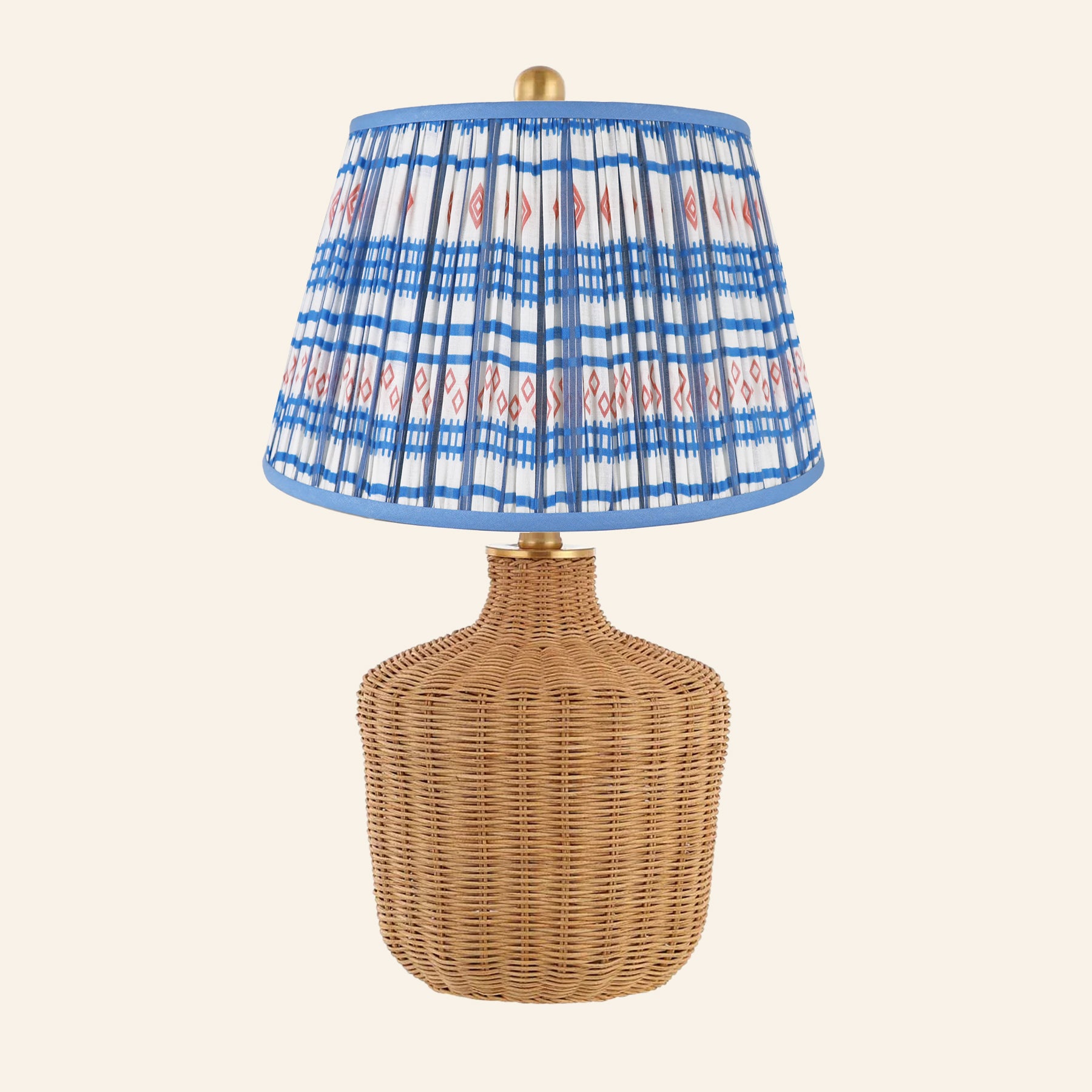 22" Lillian Woven Rattan Wicker Table Lamp by Kevin Francis Design | Luxury Area Rugs & Home Decor