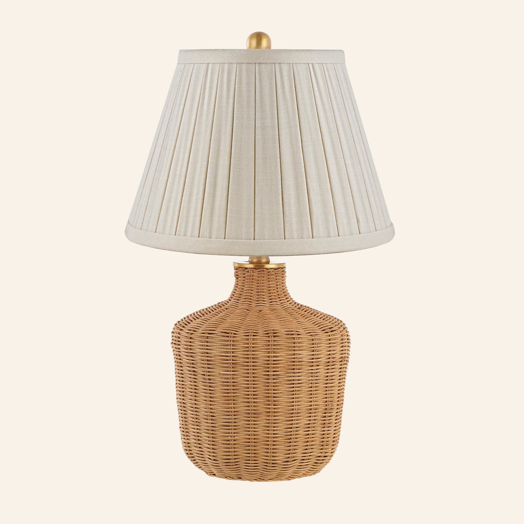22" Lillian Woven Rattan Wicker Table Lamp by Kevin Francis Design | Luxury Area Rugs & Home Decor