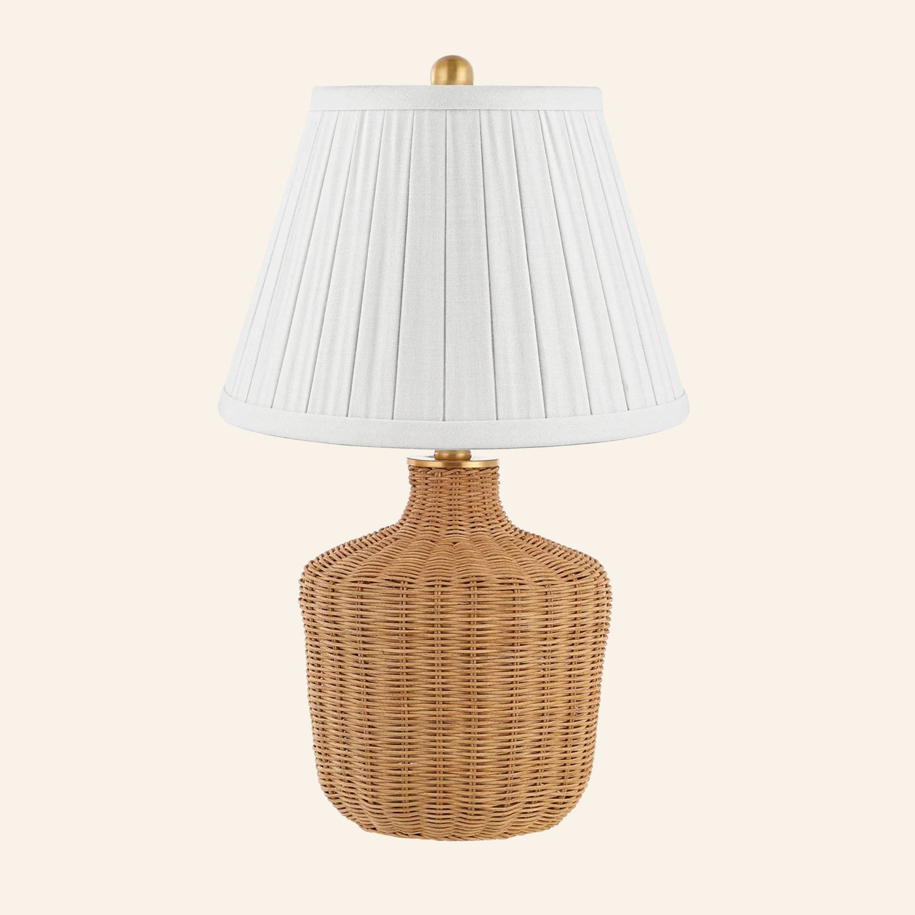 22" Lillian Woven Rattan Wicker Table Lamp by Kevin Francis Design | Luxury Area Rugs & Home Decor