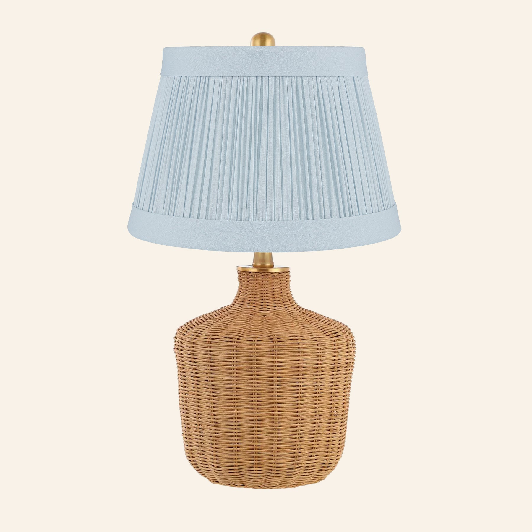 22" Lillian Woven Rattan Wicker Table Lamp by Kevin Francis Design | Luxury Area Rugs & Home Decor