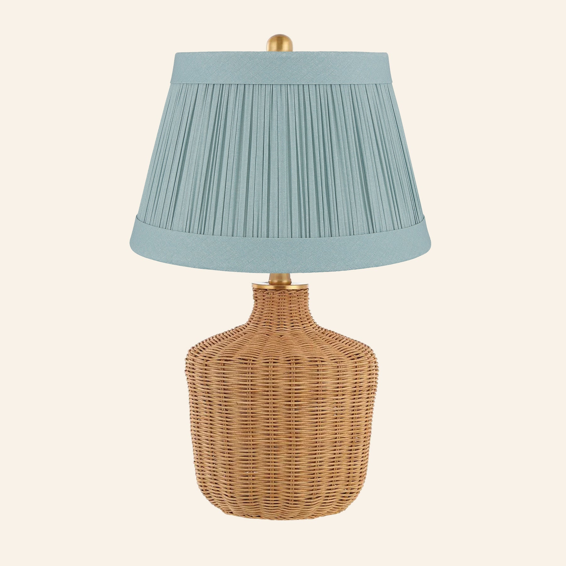 22" Lillian Woven Rattan Wicker Table Lamp by Kevin Francis Design | Luxury Area Rugs & Home Decor
