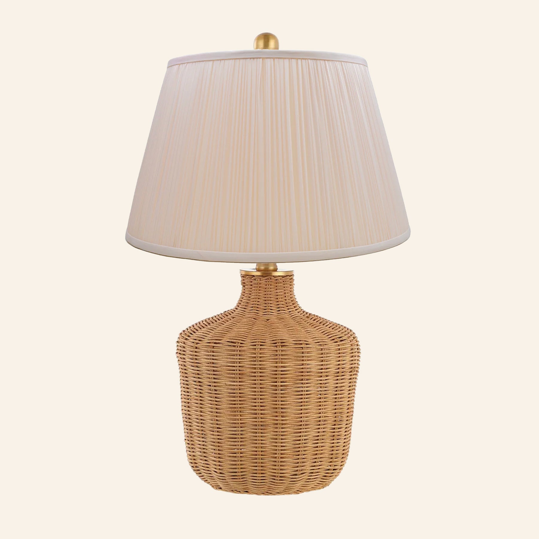 22" Lillian Woven Rattan Wicker Table Lamp by Kevin Francis Design | Luxury Area Rugs & Home Decor