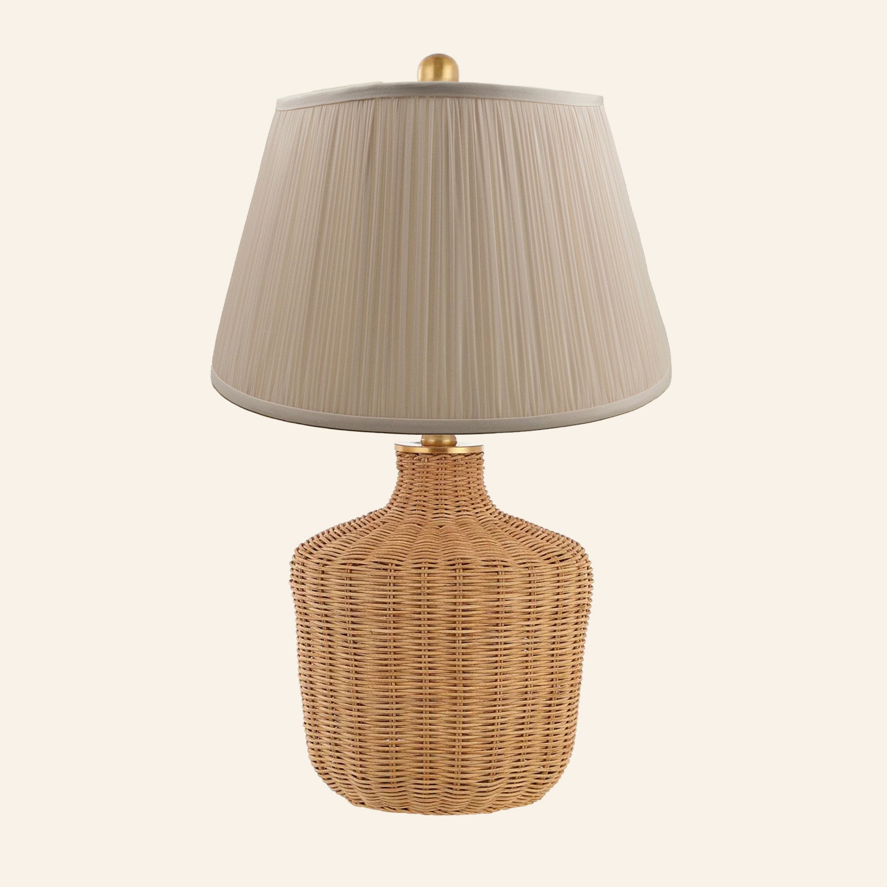 22" Lillian Woven Rattan Wicker Table Lamp by Kevin Francis Design | Luxury Area Rugs & Home Decor