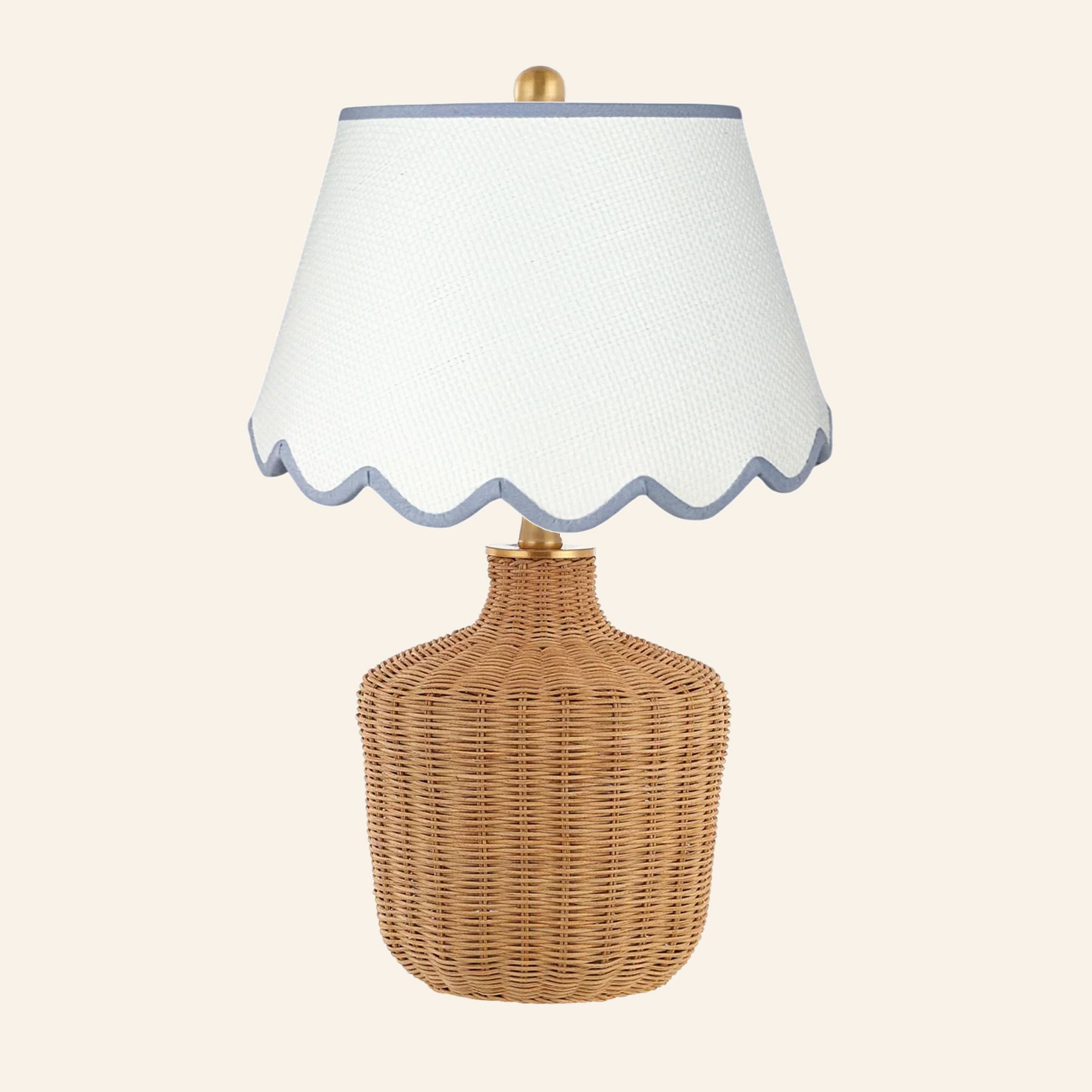 22" Lillian Woven Rattan Wicker Table Lamp by Kevin Francis Design | Luxury Area Rugs & Home Decor